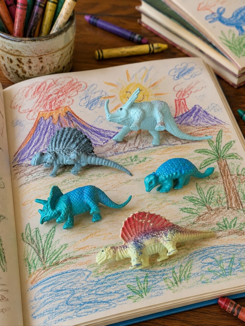 vintage Assorted Kids Dinosaur Toy Figures - Multi-Color (Lot of 5)
